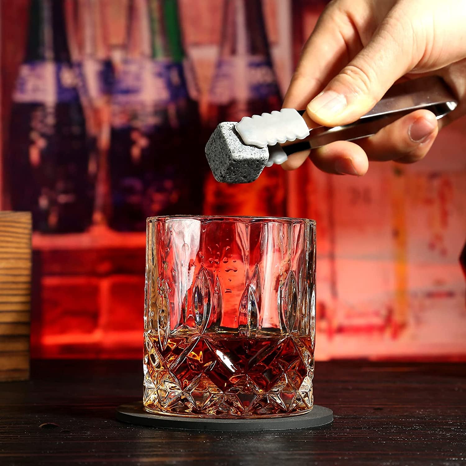Whiskey Stones Gift for Men, Whiskey Glasses Set of 2 with Premium Wood Box | 8 Granite Chilling Whiskey Rocks, Scotch Bourbon Gifts for Men Him Dad Husband Boss, Ideal for Fathers Day, Birthday, Holiday