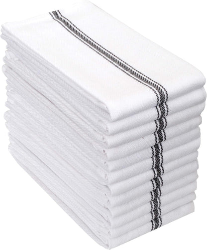 Cotton Kitchen Towels Set of 12 - Highly Absorbent, Super Soft Tea Towel with Hanging Loops - Extra Large Quick Dry Commercial Restaurant Towel (16X28 Inch - Charcoal)