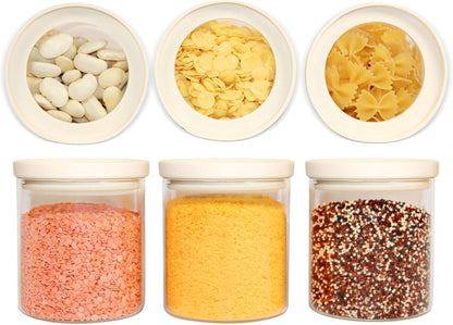 Glass Food Storage Jar with Glass Lid, Food Canister Set with Airtight Lids, Pantry Storage Jar for Kitchen Organization. Food Storage Containers in Pack of 6, 16Oz.