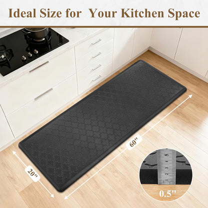 anti Fatigue Kitchen Mats for Floor 20"X60", Cushioned Standing Mat | Non Slip Waterproof Kitchen Runner Rug, Heavy Duty Padded Foam Comfort Mat Floor Carpet for Standing Desk, Laundry, Sink