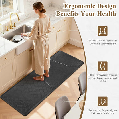 anti Fatigue Kitchen Mats for Floor 20"X60", Cushioned Standing Mat | Non Slip Waterproof Kitchen Runner Rug, Heavy Duty Padded Foam Comfort Mat Floor Carpet for Standing Desk, Laundry, Sink