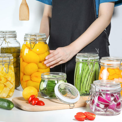 round Small Glass Pantry Jars with Airtight Lids 17 Oz 6 Pack | Spices Nuts Snacks, Jam Jelly Pickles, Canning Jars, Pantry Organization, Small Size, Kitchen Cabinet Storage
