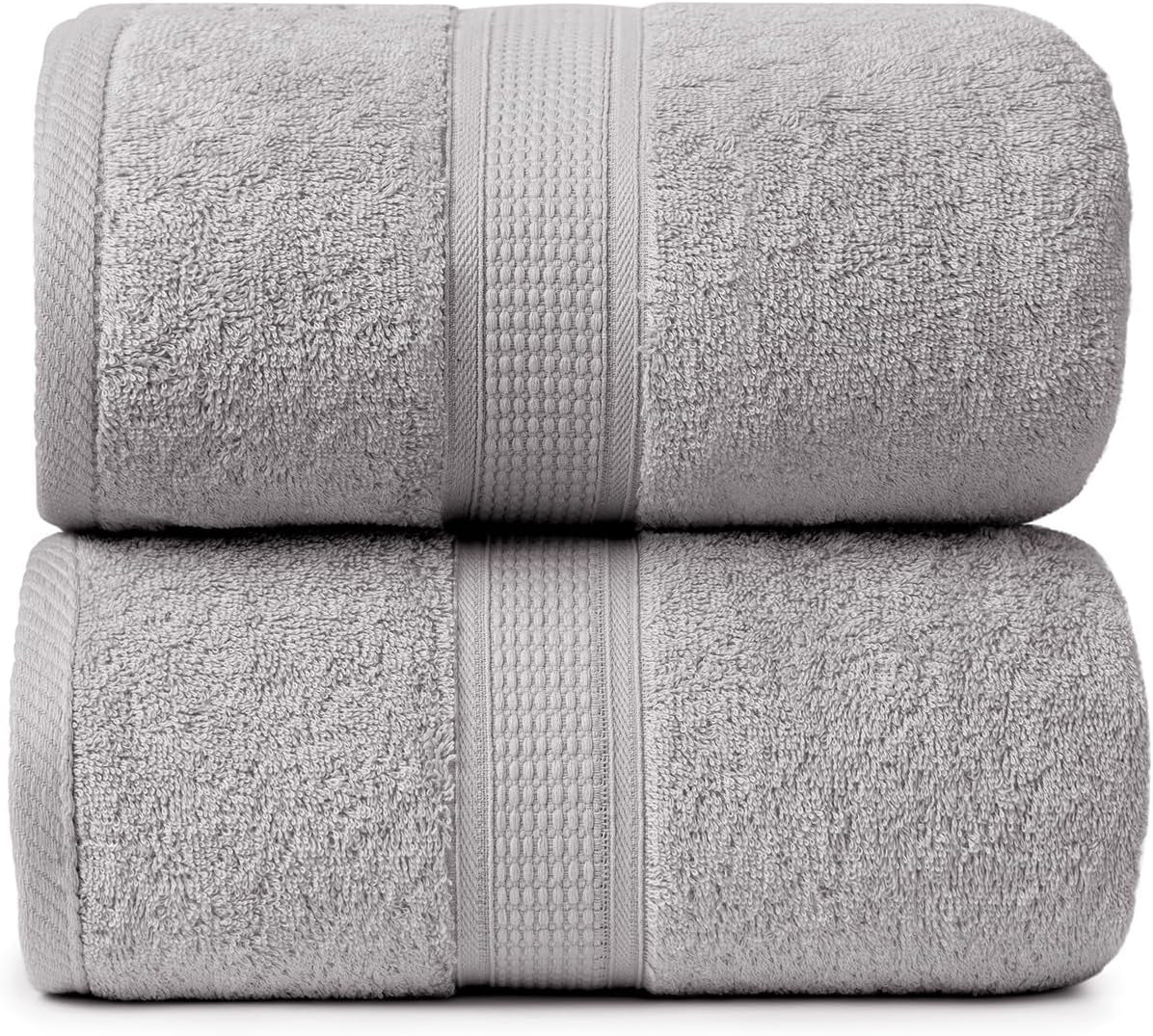 Premium Jumbo Bath Towels Pack of 2, Beach Towel, Extra-Large Bath Sheets, 100% Cotton, Super Soft, Highly Absorbent, Quick Dry, Durable, Great Value, Perfect for Home & Bathroom - Platinum