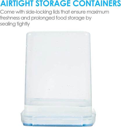5.2L Flour Sugar Storage Containers, 4 PCS, Blue | Airtight Seal, Multiple Sizes, BPA Free, Food Grade Material, Dishwasher Safe (Not Lids), 4 Measuring Cups and 24 Labels