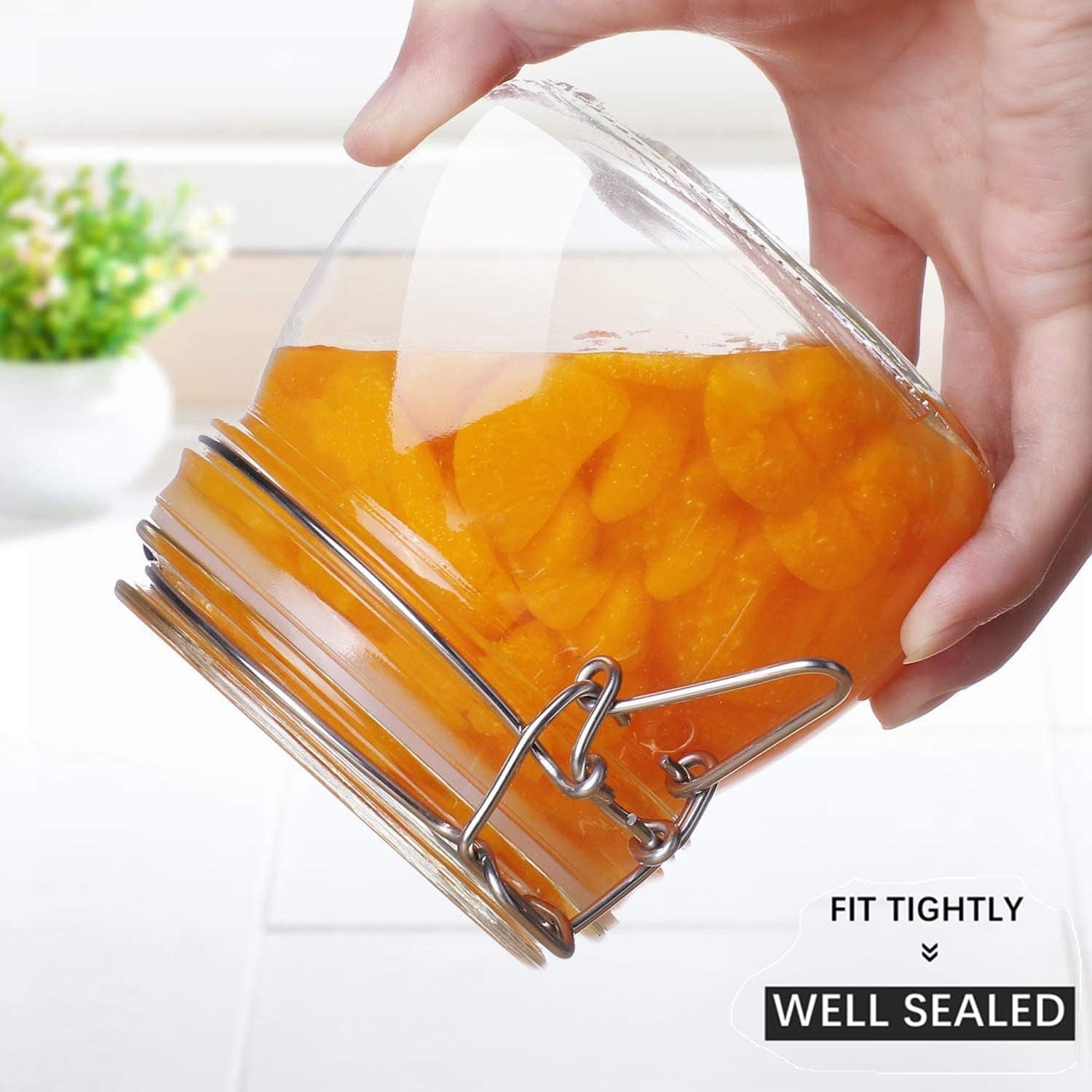 round Small Glass Pantry Jars with Airtight Lids 17 Oz 6 Pack | Spices Nuts Snacks, Jam Jelly Pickles, Canning Jars, Pantry Organization, Small Size, Kitchen Cabinet Storage
