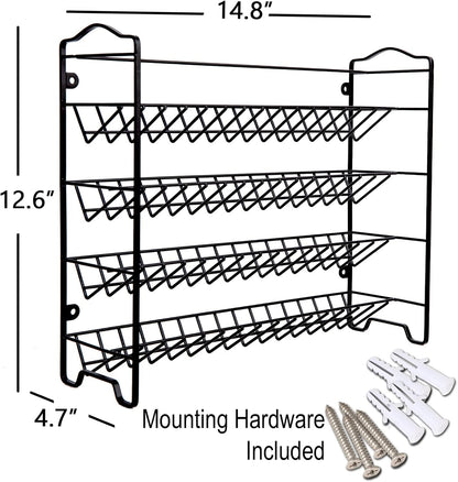 Spice Rack Organizer with 32 Glass Spice Jars and 396 Spice Labels | Chalk Marker, Funnel - Spice Organizer for Cabinet, Countertop, Pantry, Cupboard & Wall Mount, 14.8" W × 12.6" H, Black